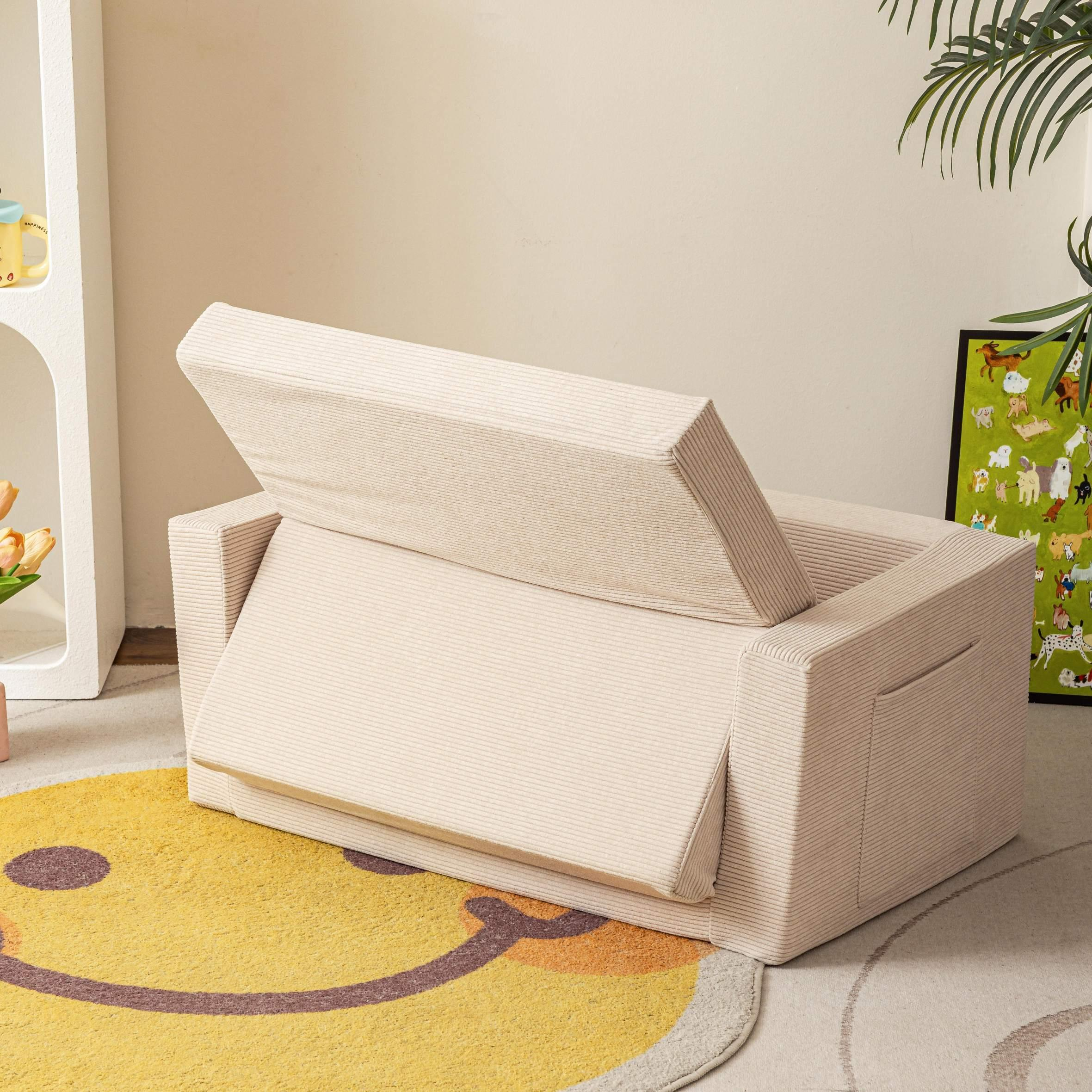 Moonlight Soft Corduroy Cover Kid Bed Accessories Foldable Large Sofa Bed Memory Foam Cushion Couch Beds Factory Directly