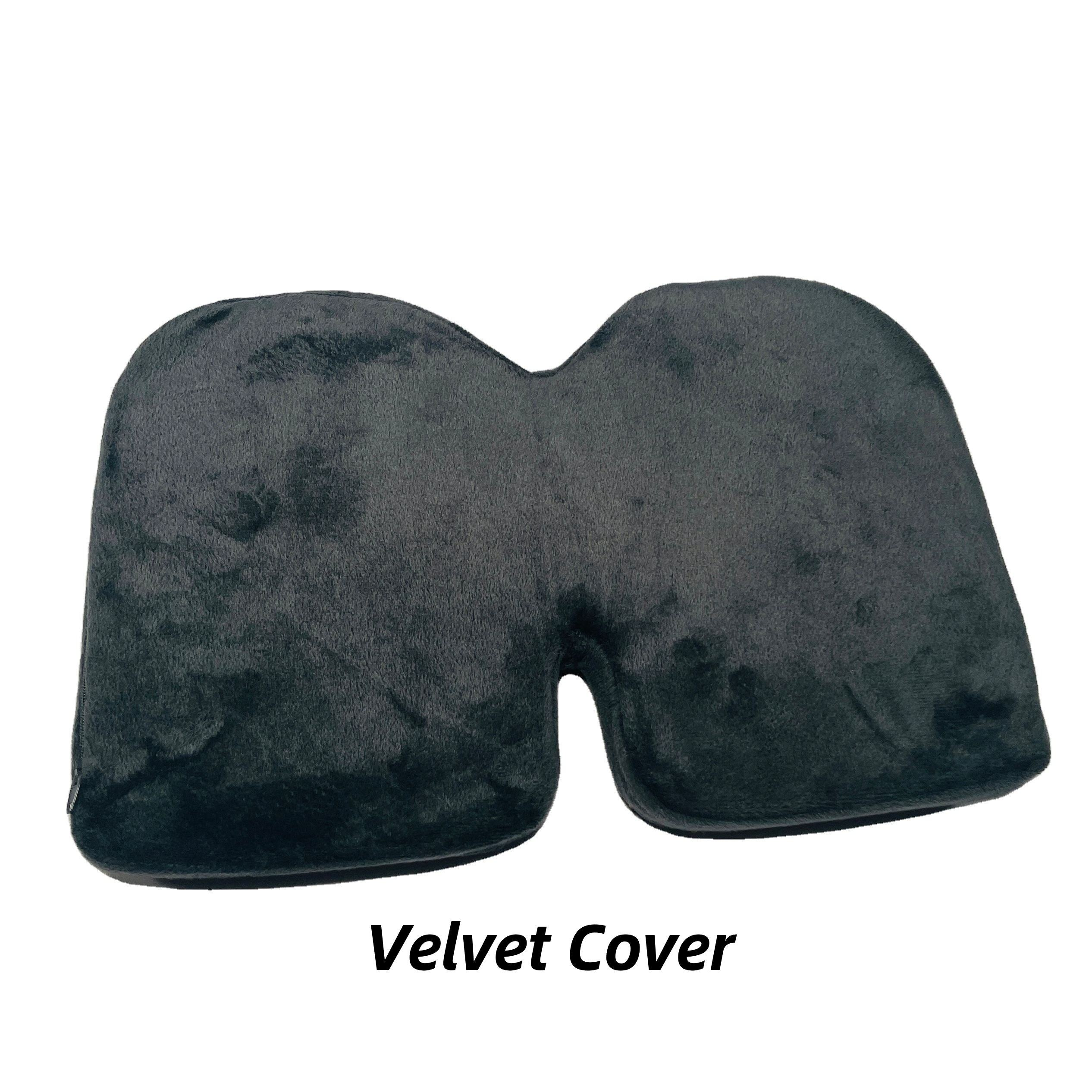 Moonlight Quilted Soft Velvet Memory Foam Coccyx Seat Cushion Back Support Massage Pillows for Office Use