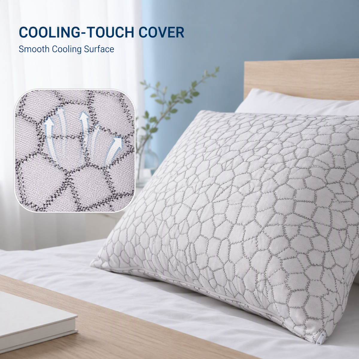 Moonlight Adjustable Shredded Memory Foam Rectangle Customizable Cooling Neck Support Pillow for Sleeping Bedding