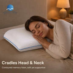 Moonlight Memory Foam Pillow Breathable Head and Neck Support Quilted Bedding with Removable Cover for Sleeping