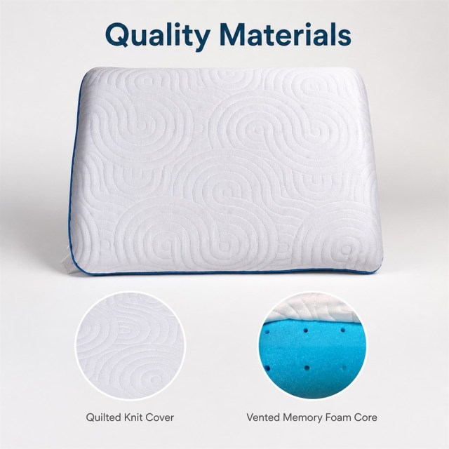 Moonlight Memory Foam Pillow Breathable Head and Neck Support Quilted Bedding with Removable Cover for Sleeping