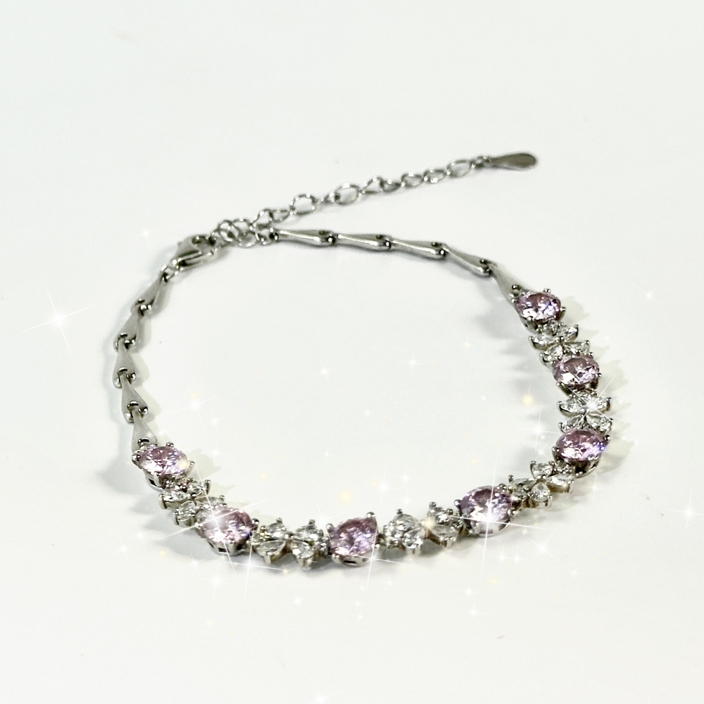 Your Jewelry - Pink Flower Moissonites Bracelet