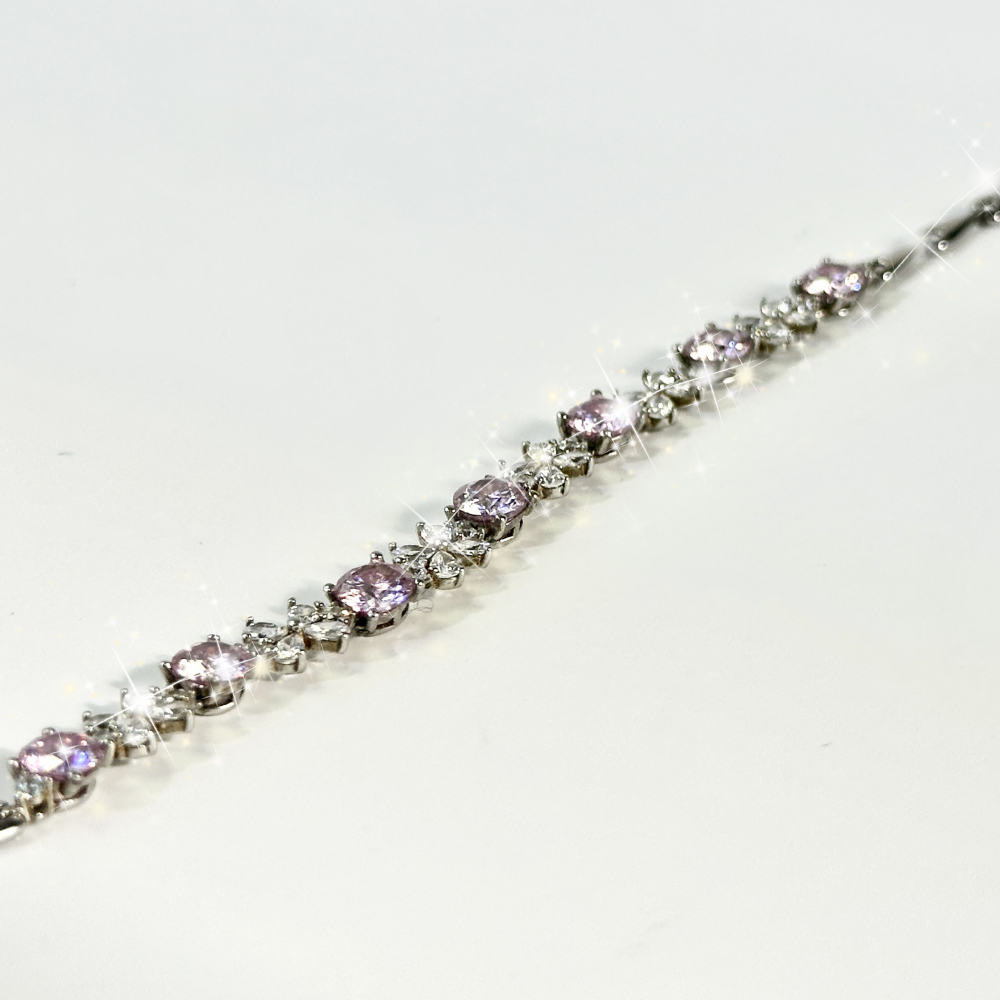 Your Jewelry - Pink Flower Moissonites Bracelet