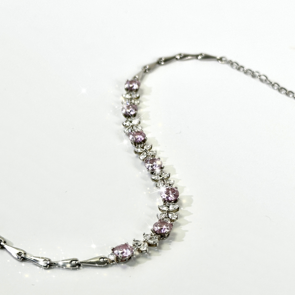 Your Jewelry - Pink Flower Moissonites Bracelet