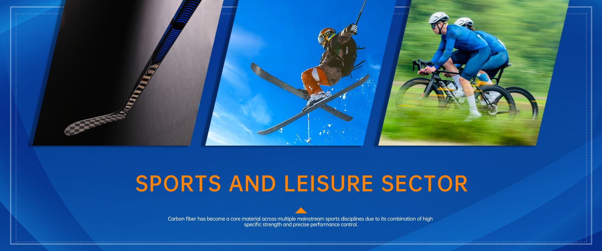 High specific strength carbon fiber materials for sports equipment and leisure products.