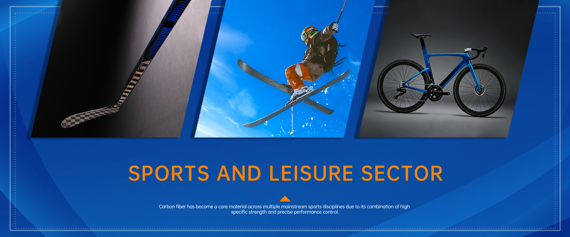 High specific strength carbon fiber materials for sports equipment and leisure products.