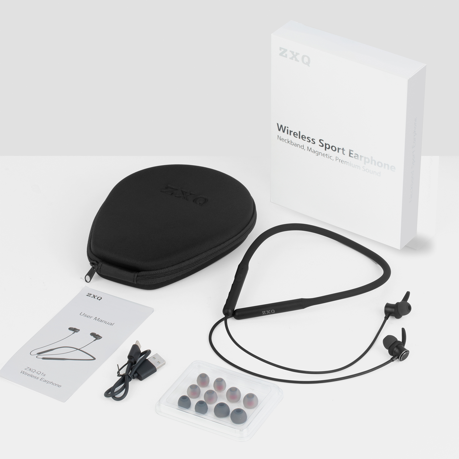 ZXQ Q1s Neckband Wireless Earphones - Black Edition