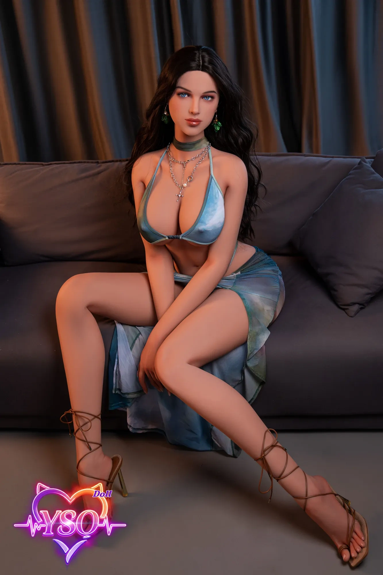 Elegant 148cm Realistic Sex Doll | Black to Granny Gray Center-Parted Curls | Seductive Curvy Body & Intelligent Companion | Fast Shipping