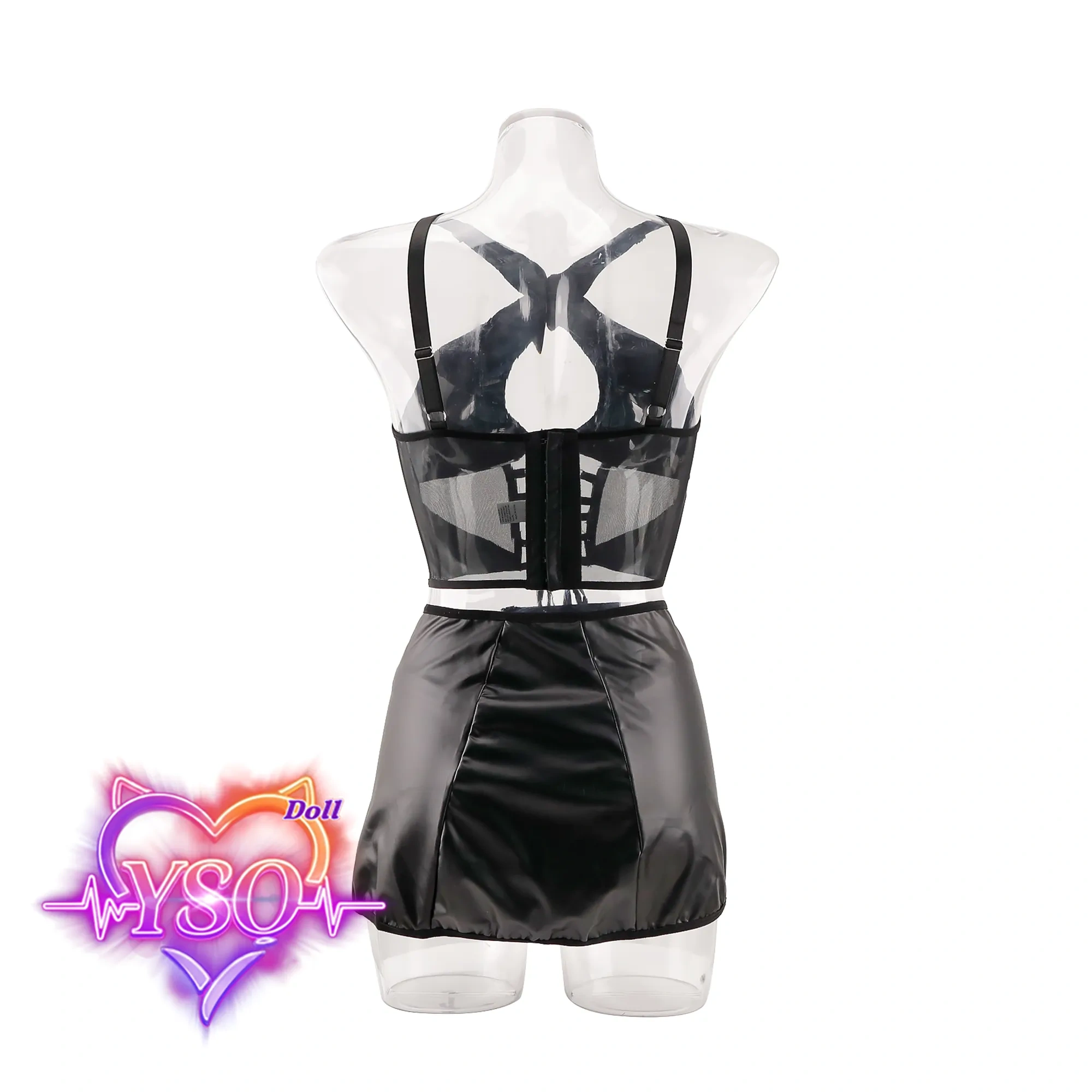 Premium Faux Leather Lace-Up Outfit for Adult Dolls – 2-Piece Sexy Halter Top & Mini Skirt Set | Custom Fit for 140cm-170cm TPE & Silicone Dolls