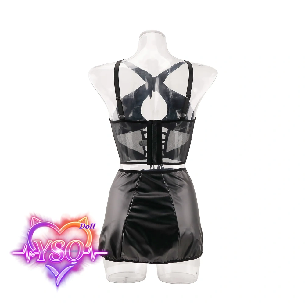 Premium Faux Leather Lace-Up Outfit for Adult Dolls – 2-Piece Sexy Halter Top & Mini Skirt Set | Custom Fit for 140cm-170cm TPE & Silicone Dolls