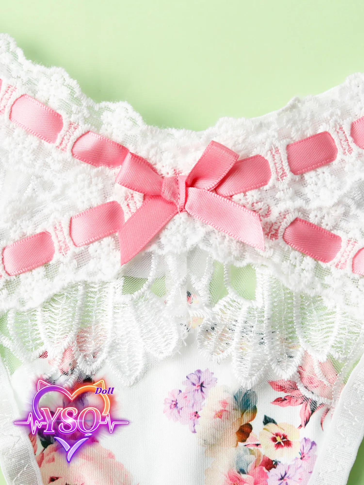 Floral Ruffle Lingerie Set for Adult Dolls – Sweet Pink Bow & Lace Bra and Panty Set | Custom Fit for 140cm-170cm TPE & Silicone Dolls