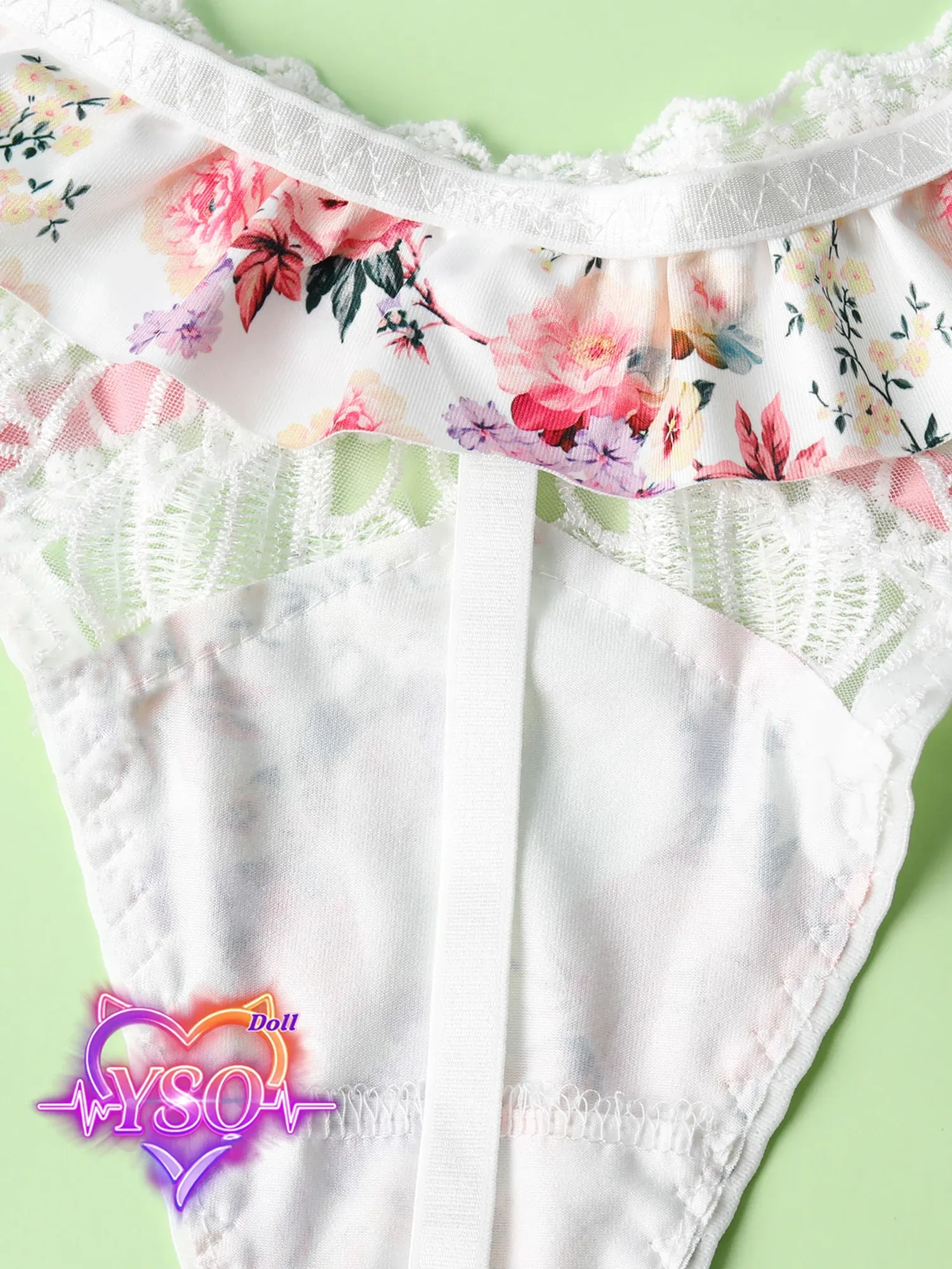 Floral Ruffle Lingerie Set for Adult Dolls – Sweet Pink Bow & Lace Bra and Panty Set | Custom Fit for 140cm-170cm TPE & Silicone Dolls