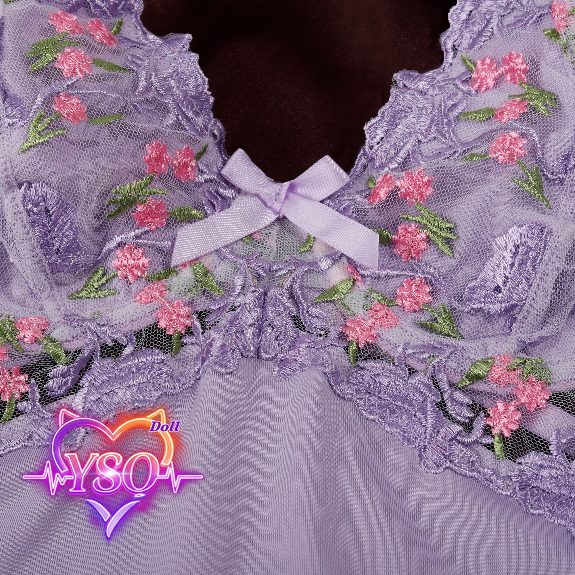 Stain-Safe Floral Lingerie for Adult Dolls – Sweet Ruffle Bra & Panty Set with Pink Bows | Fits 140cm-170cm TPE/Silicone Dolls