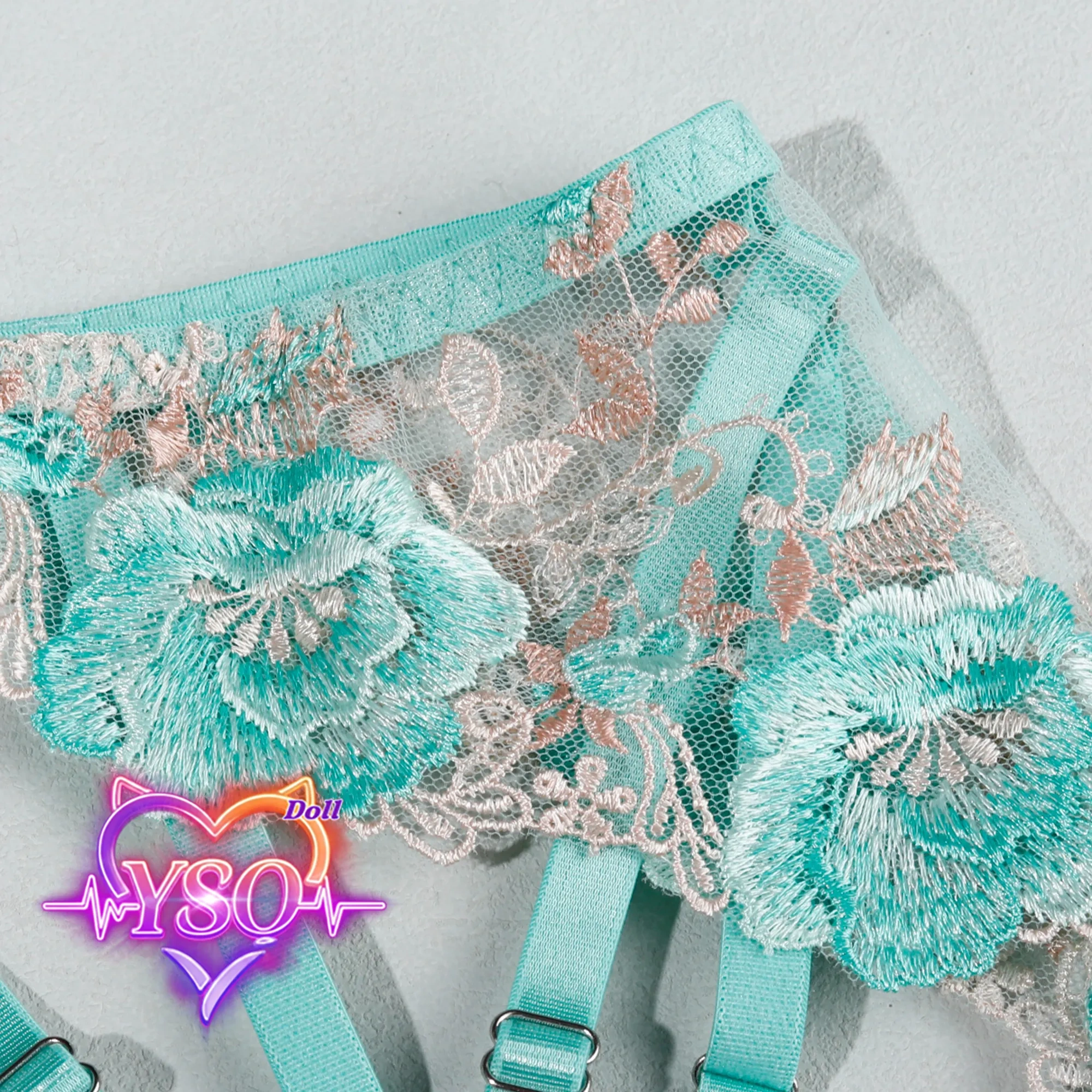 Exquisite Embroidered Lace Lingerie for Adult Dolls – Luxury Sheer Chemise & Garter Set | Photography-Ready Wear for Life-Size Dolls