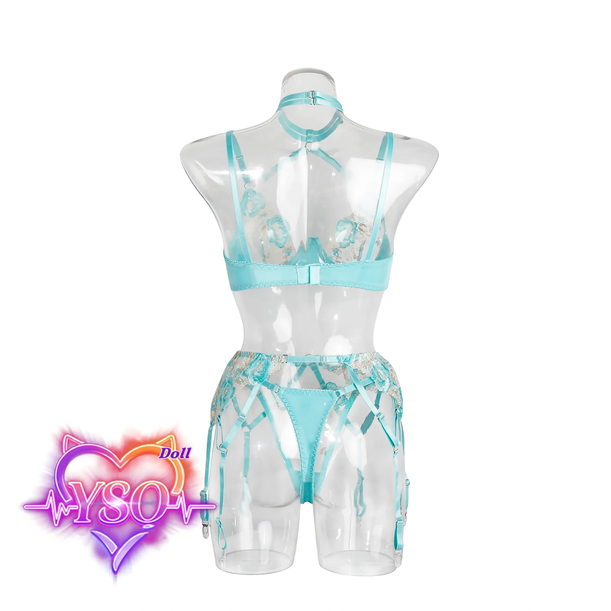 Exquisite Embroidered Lace Lingerie for Adult Dolls – Luxury Sheer Chemise & Garter Set | Photography-Ready Wear for Life-Size Dolls