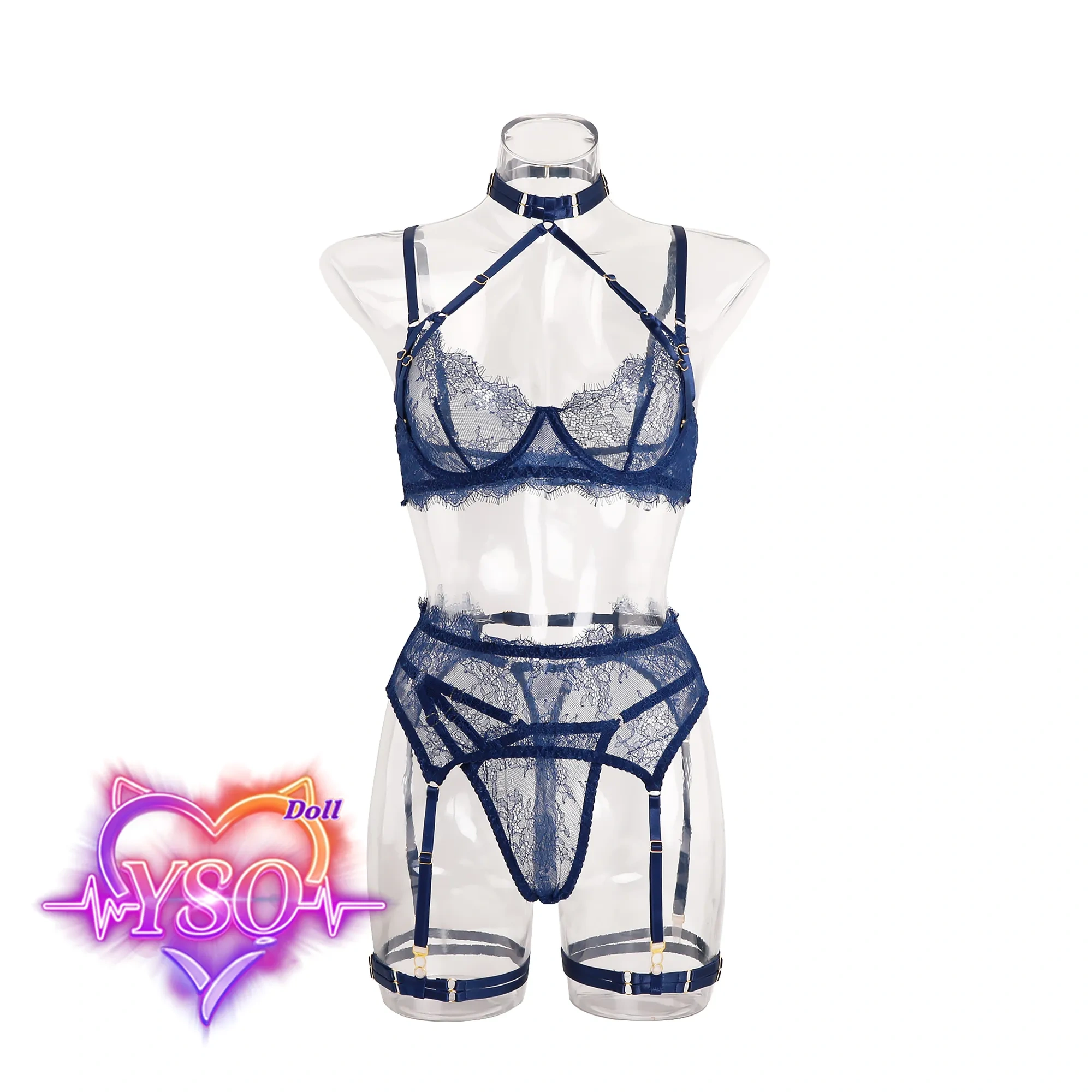 Cyber-Gothic Matte Faux Leather Ensemble for Adult Dolls – 2-Piece Tactical Halter Top & Side-Slit Lace-Up Skirt | Engineered for 140cm-170cm TPE & Silicone Models
