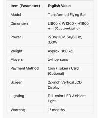 TRANSFORMED FLYING BALL Coin-Operated Arcade Game Machine