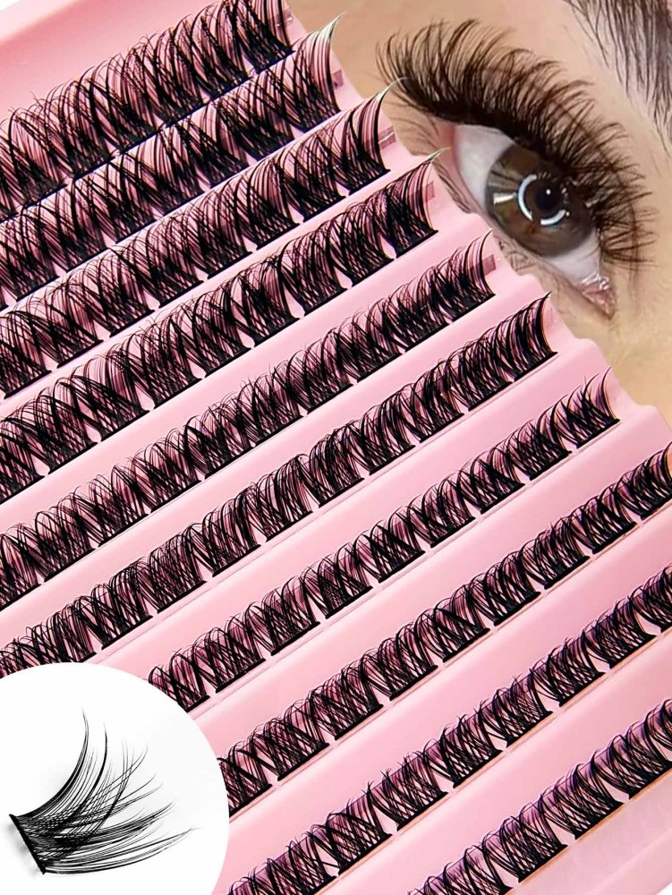 110 Pcs Lash Clusters , DIY Individual Lashes Natural Look Wispy Eyelashes Extension 8-16mm D Curling Fluffy Reusable False Eyelashes DIY At Home