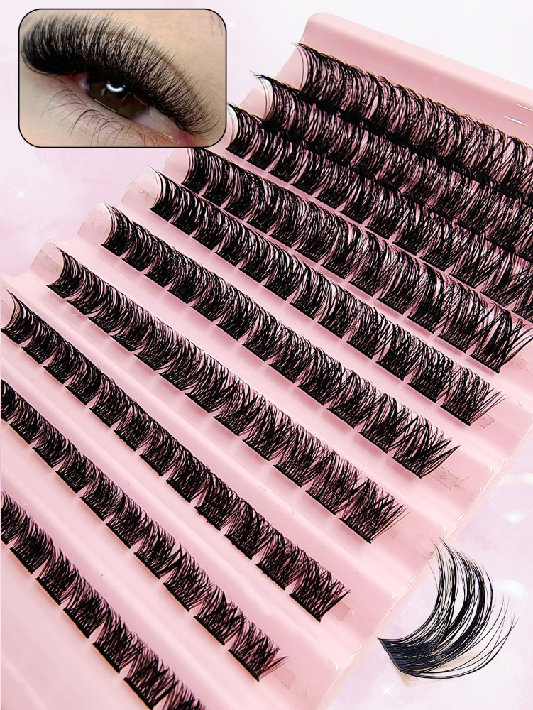 EyeLash Clusters 120 Pcs Lash Extension D Curl Cluster Lashes Individual Lashes Natural Look Fluffy Wispy Eyelashes Extensions DIY At Home