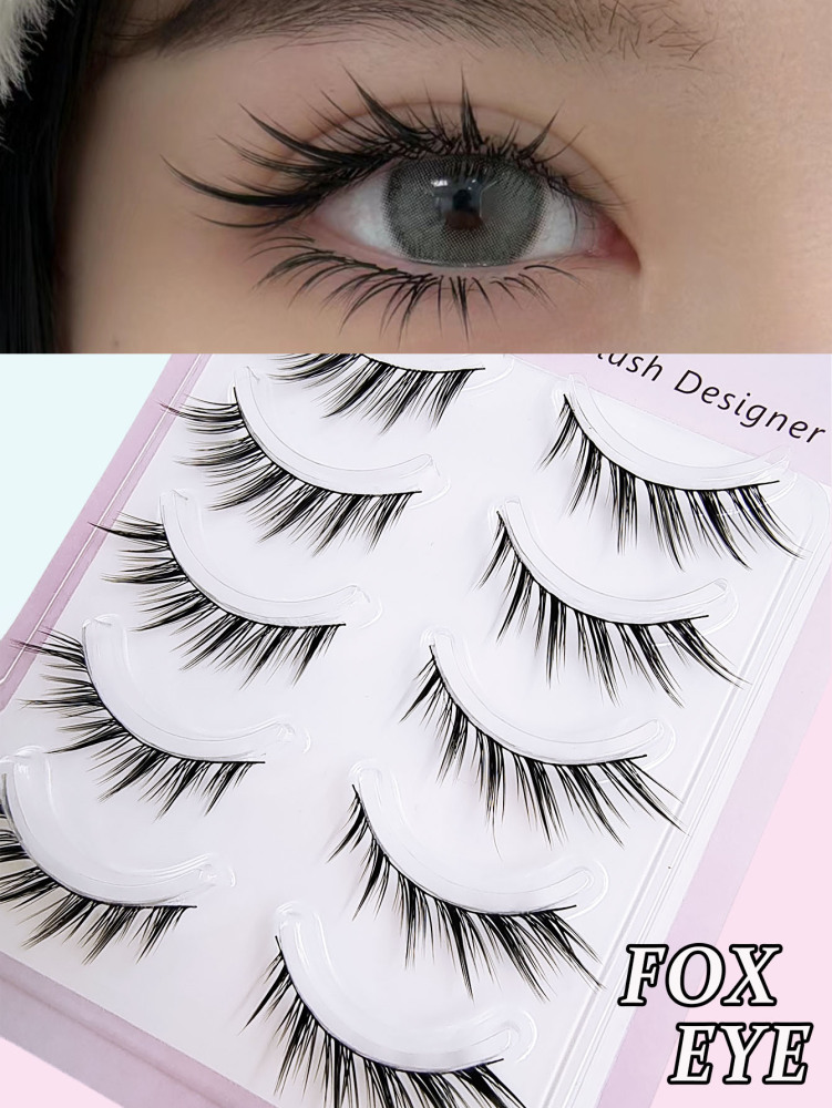 5 Pairs Manga Cat Eye Fox Eye Imitation Mink False Eyelashes Sexy Lashes Extension Makeup