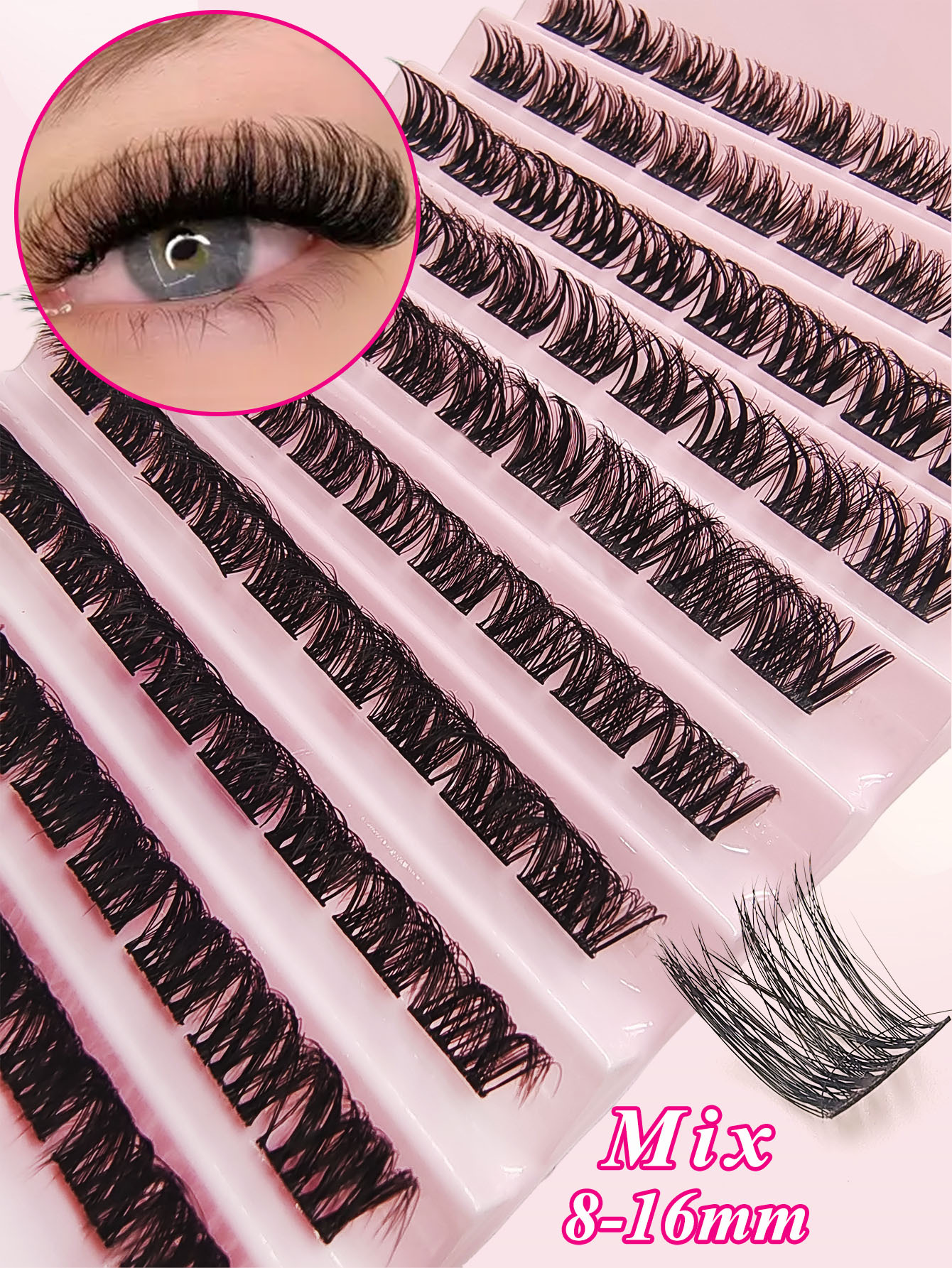 90 Pcs Lash Clusters DIY Individual Lashes Natural Look Wispy Eyelash Extension 8-16mm D Curling Fluffy False Eyelashes Reusable DIY At Home