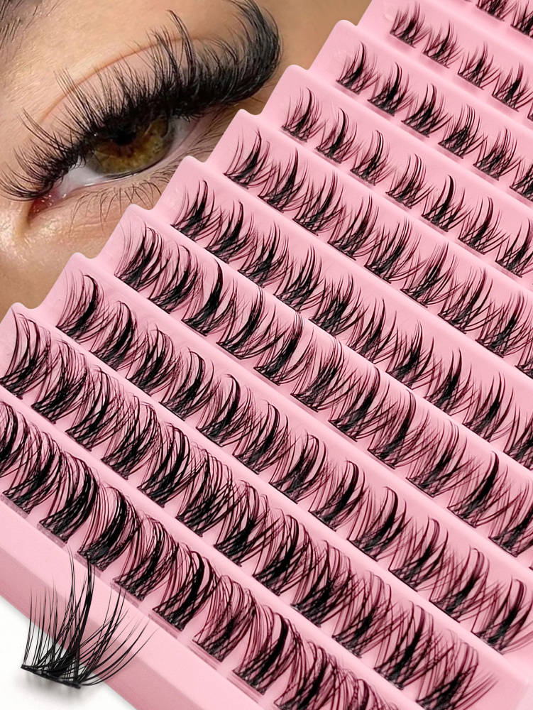 120 Clusters D Curl Wispy Individual False Eyelashes Curling 8-16mm Thick Fluffy DIY Eyelash Extensions