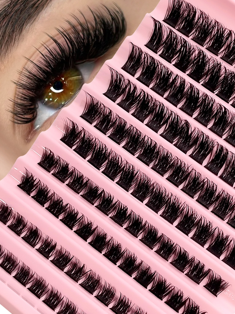 Asiteo 120Pcs Clusters Individual Lashes Soft Natural Faux Mink False Eyelashes DIY Eyelash Extension100pcs D Curl Cluster Lashes 8-16mm Wispy Individual Lashes Extensions Natural Look Fluffy Cluster Lashes DIY Eyelash Extension for Salon Quality Results1