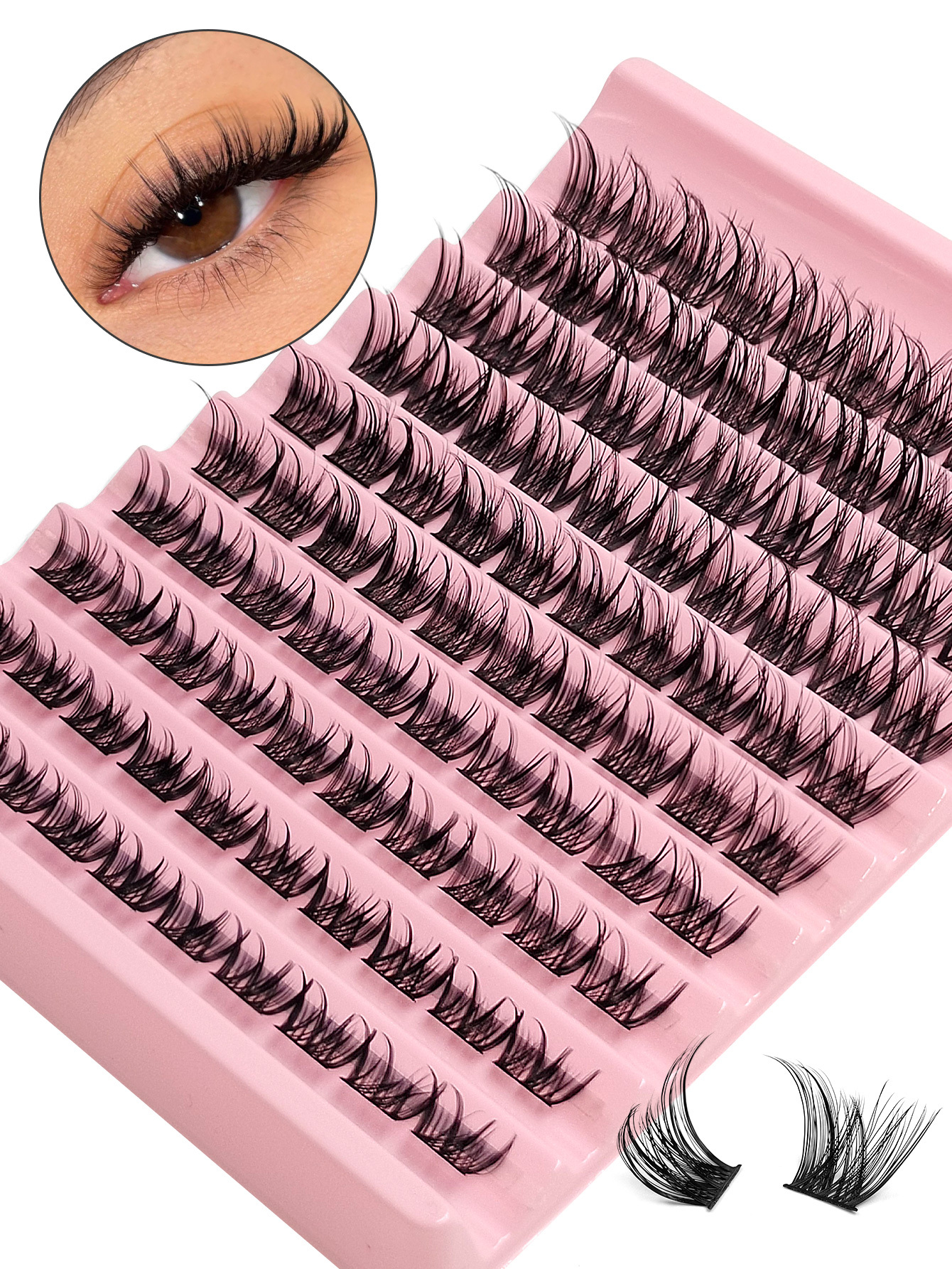 Asiteo 100Pcs Eyelashes Extension Cluster Lashes Individual Full Volume Lashes Natural Look D Curl 8-16MM DIY False Lashes