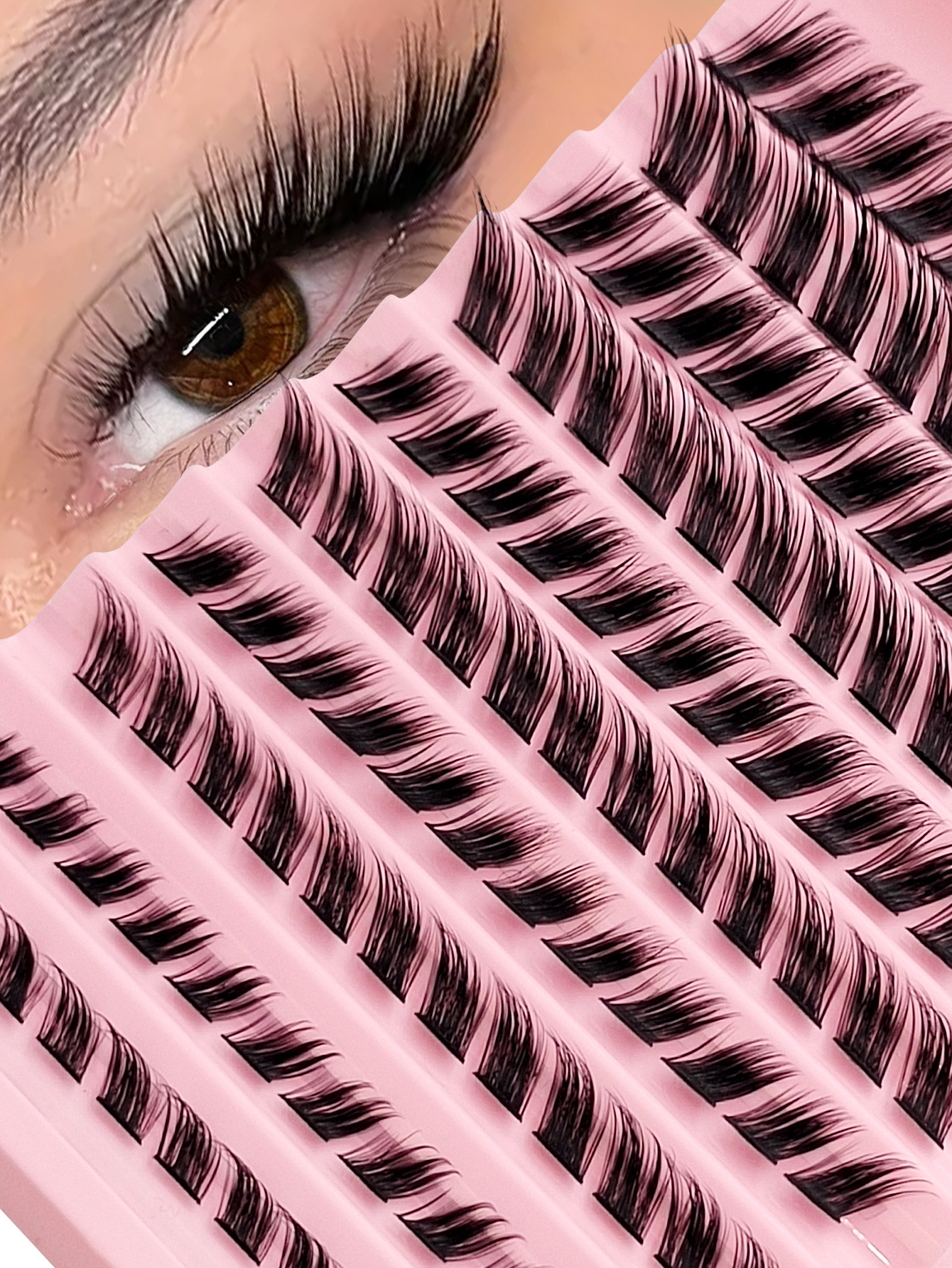 Asiteo 120pcs Of Cat Eye Fox Eye Individual Lashes, DIY Segmented Eyelash Extension, Single Cluster Eyelashes 3D Dense, Diagonal Flowing Cluster Fluffy, Reusable False Eyelashes