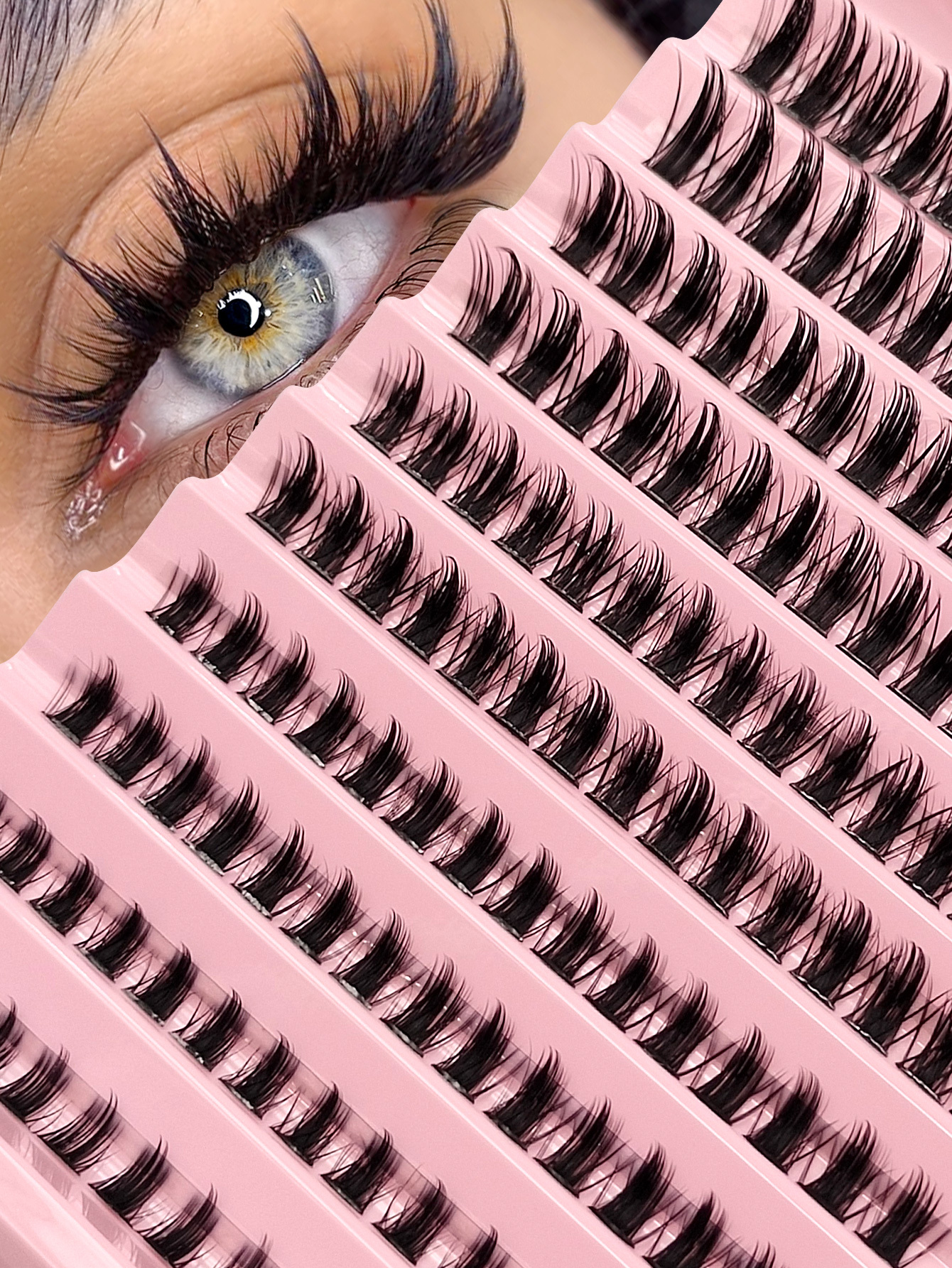 150Pcs D Curl Eyelash Clusters Wispy Voluminous And Lightweight Individual Lashes, Natural Look Lashes Fluffy Cluster Lashes DIY Eyelash Extension Women's Eye Makeup, Beginner Friendly, Reusable