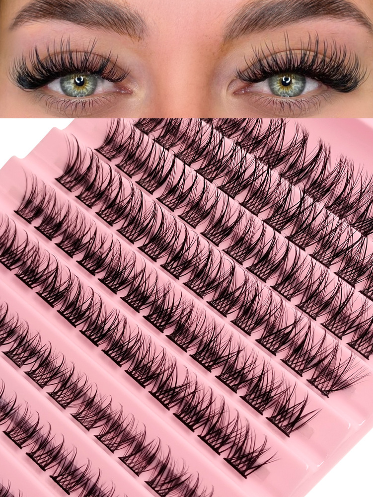 Asiteo 120pcs Cluster Wispy Individual Lashes,Fluffy Cluster Lashes,DIY Eyelash Extension Soft Natural Look, For Salon & Home Use