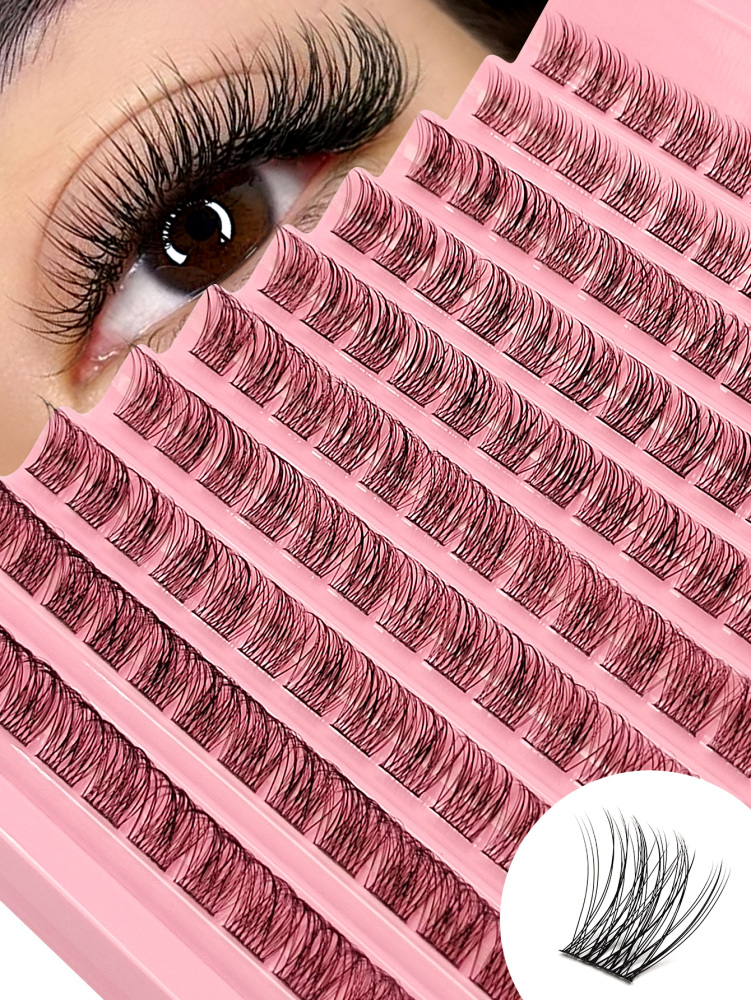 120pcs D Curling Wispy Cluster Eyelashes - Reusable, Faux Mink Individual Eyelashes Natural Soft Eyelash Extension Cosmetics Suitable for Any Style DIY Extensions at Home, Beginner-Friendly