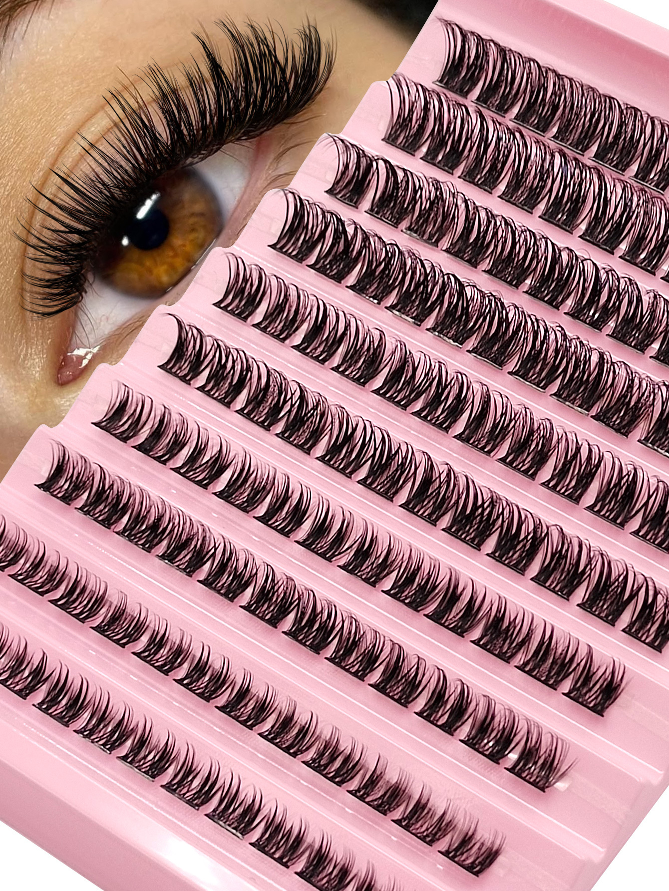 120pcs D Curl Lash Clusters, Natural Volume Wispy Individual Eyelashes DIY Eyelash Extension for Beginners, Professional Eye Makeup for Women
