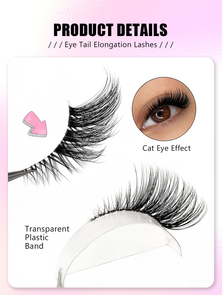 Asiteo 7 Pairs Half Lashes With Clear Band Cat Eye Tail Elongated Eyelashes Natural Look Wispy Faux Mink Lashes Fluffy Soft False Eyelashes Natural Makeup