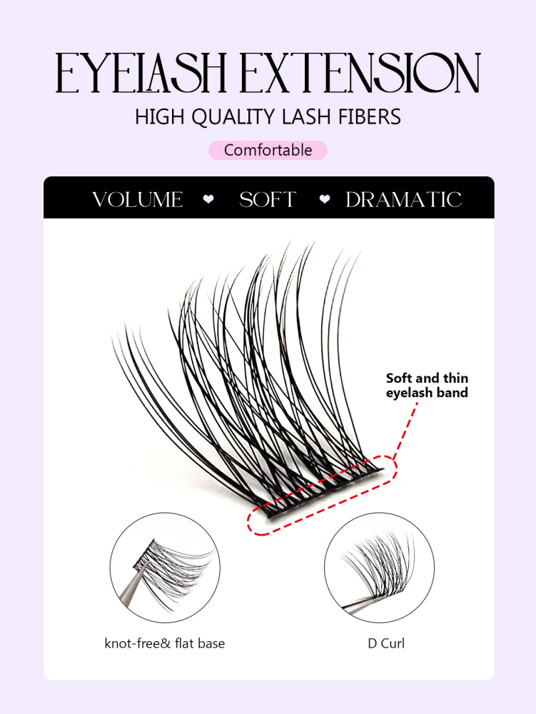 120pcs D Curling Wispy Cluster Eyelashes - Reusable, Faux Mink Individual Eyelashes Natural Soft Eyelash Extension Cosmetics Suitable for Any Style DIY Extensions at Home, Beginner-Friendly