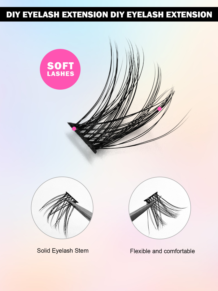 Asiteo 120pcs Cluster Wispy Individual Lashes,Fluffy Cluster Lashes,DIY Eyelash Extension Soft Natural Look, For Salon & Home Use