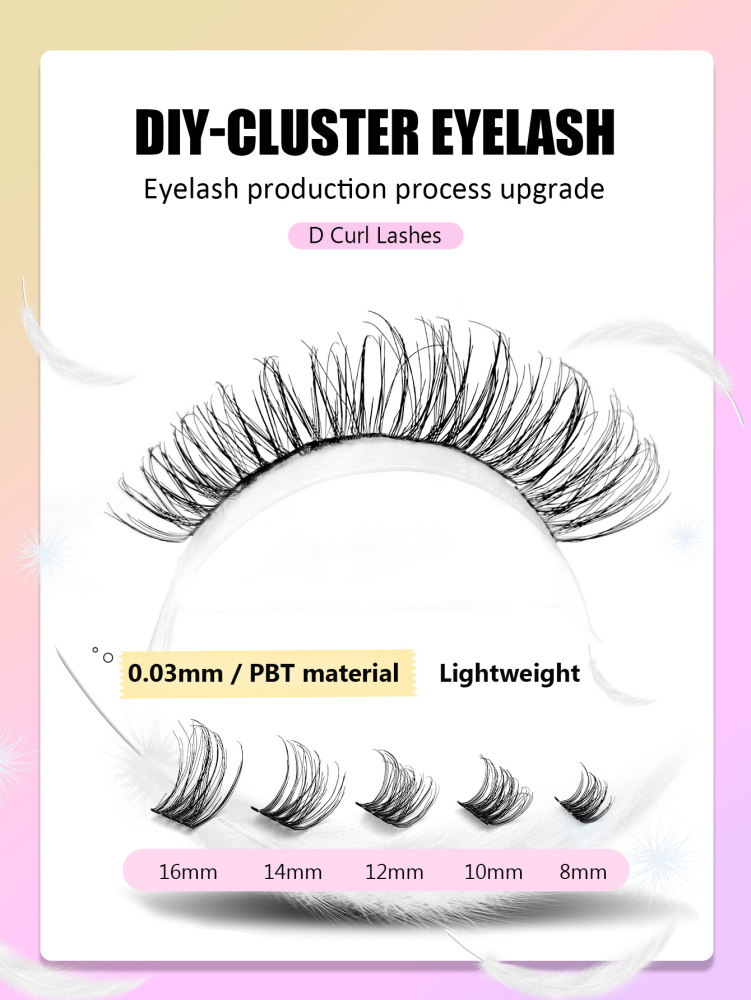 Asiteo 120Pcs D Curl Individual Lashes Cluster PBT material/Lightweight DIY Eyelash Extension 0.03m Thin Band Natural Lashes Extension for Self Application at Home