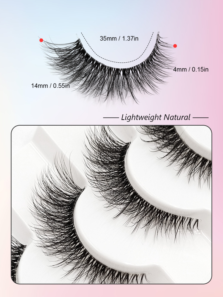Asiteo 7 Pairs Clear Band Wispy Natural Lashes - Reusable, and Lightweight for a Dramatic Eye Makeup Look - Perfect for Everyday Wear False Eyelashes