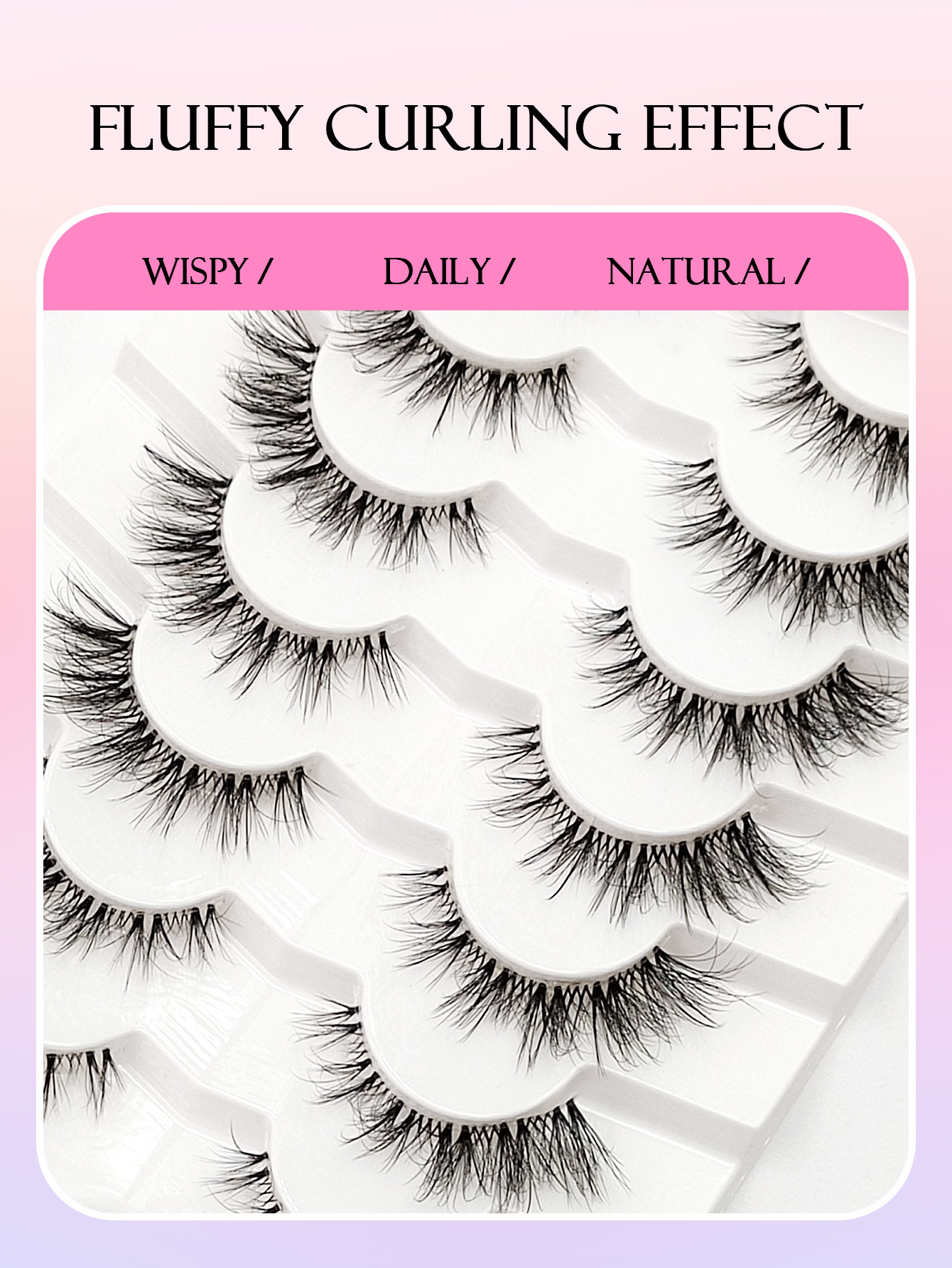 7 Pairs of False Eyelashes Natural Slender Soft and Fashionable Transparent Band Crossed Eyelashes for Daily Dating and Festival Eyelashes