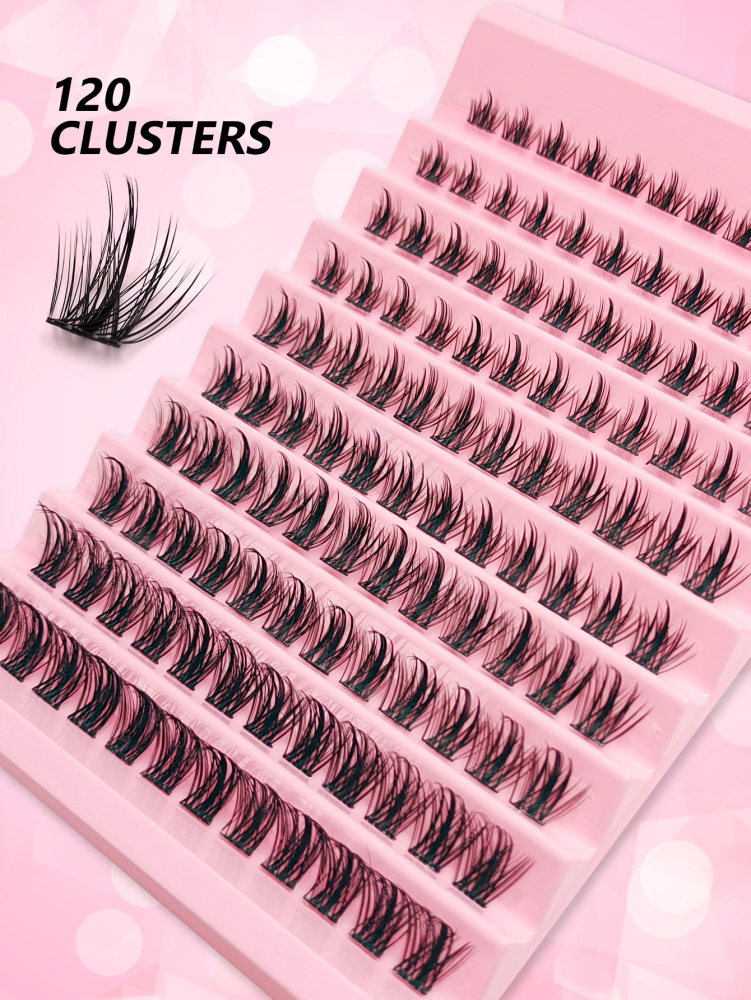 120 Clusters D Curl Wispy Individual False Eyelashes Curling 8-16mm Thick Fluffy DIY Eyelash Extensions