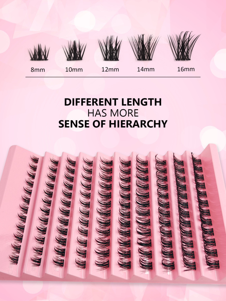 120 Clusters D Curl Wispy Individual False Eyelashes Curling 8-16mm Thick Fluffy DIY Eyelash Extensions
