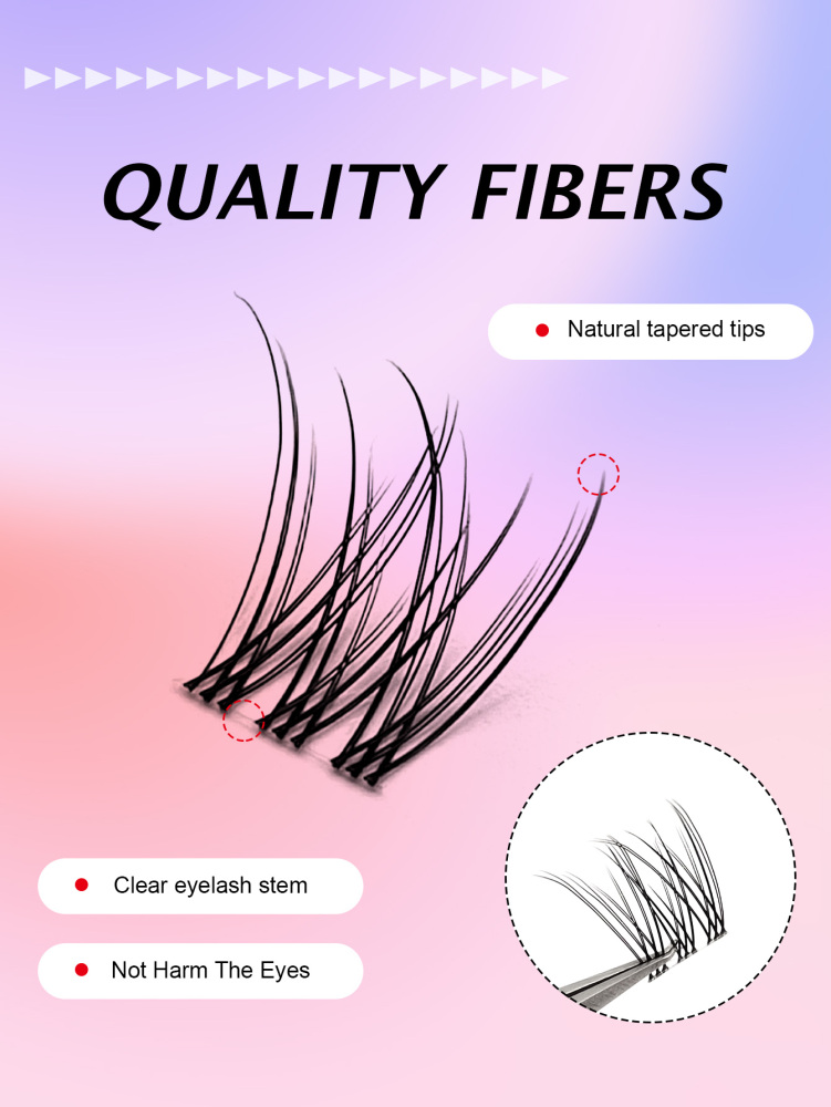 120pcs D Curling Transparent Stems Single Lash Clusters, Natural DIY Individual Lashes, Slender Cross Eyelash Fishtail Design Soft and Lightweight very Suitable for Daily or Commuting Makeup