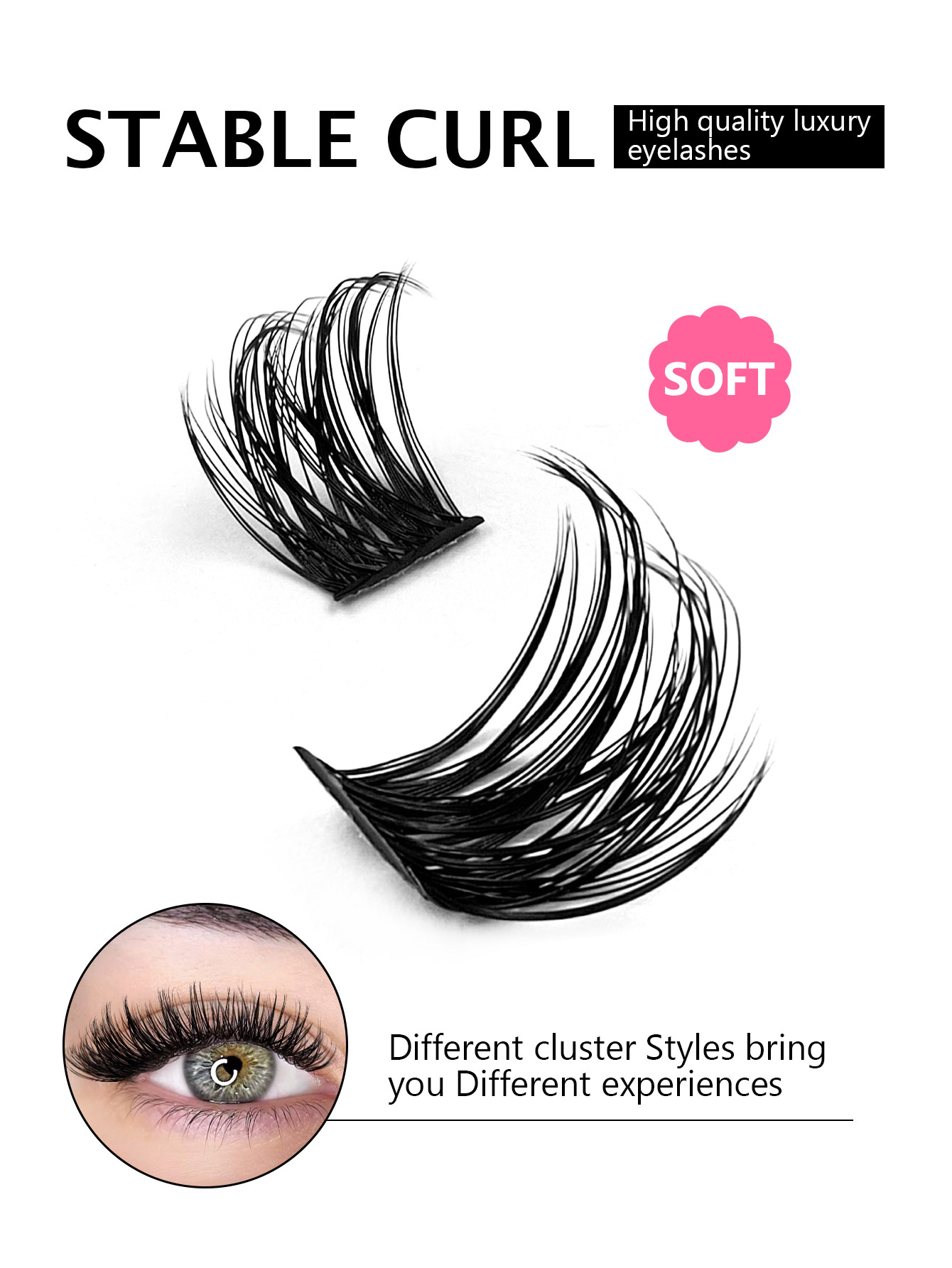 120pcs D Curl Lash Clusters, Natural Volume Wispy Individual Eyelashes DIY Eyelash Extension for Beginners, Professional Eye Makeup for Women