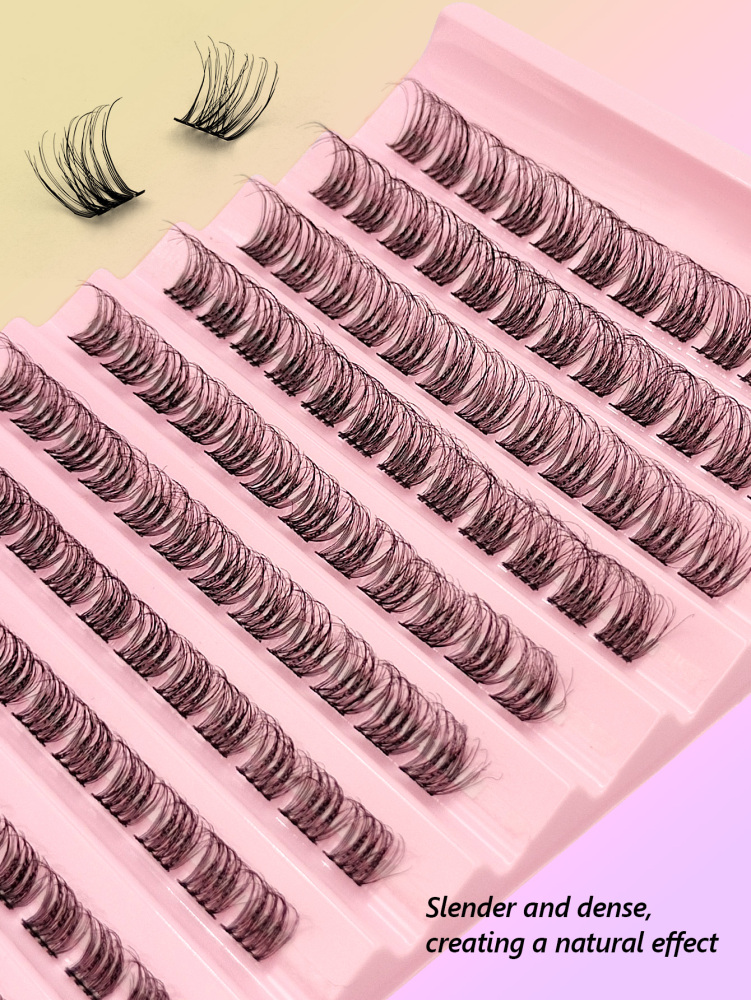 Asiteo 120Pcs D Curl Individual Lashes Cluster PBT material/Lightweight DIY Eyelash Extension 0.03m Thin Band Natural Lashes Extension for Self Application at Home
