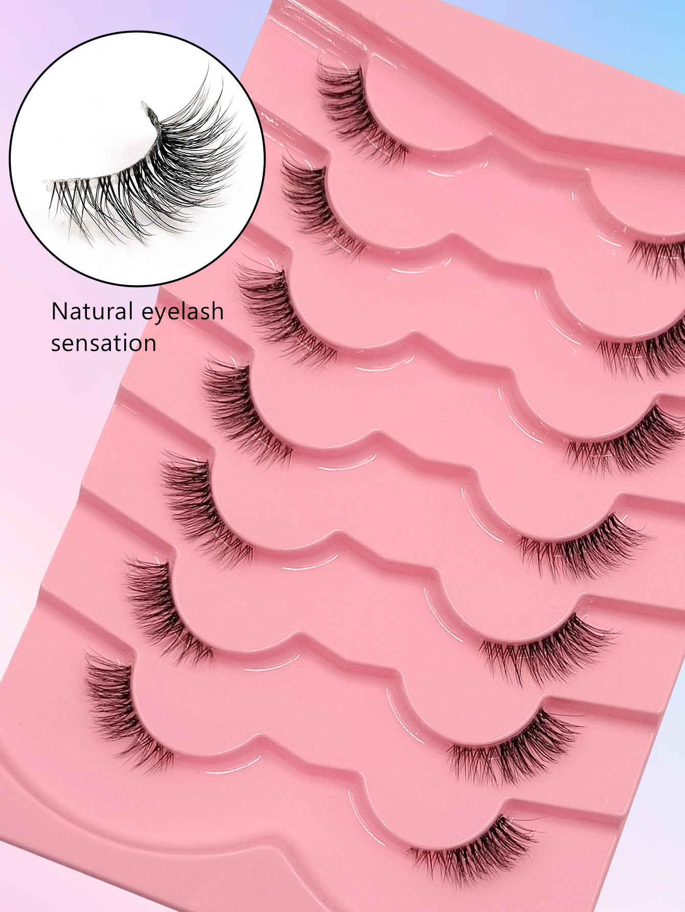 7 Pairs of Natural Style Clear Band Half-Eye Lashes, Fox Eye Cat Eye Eye Tail Elongation Soft and Light Eyelashes, Suitable for Beginners Easy to Wear Suitable for Daily Dating