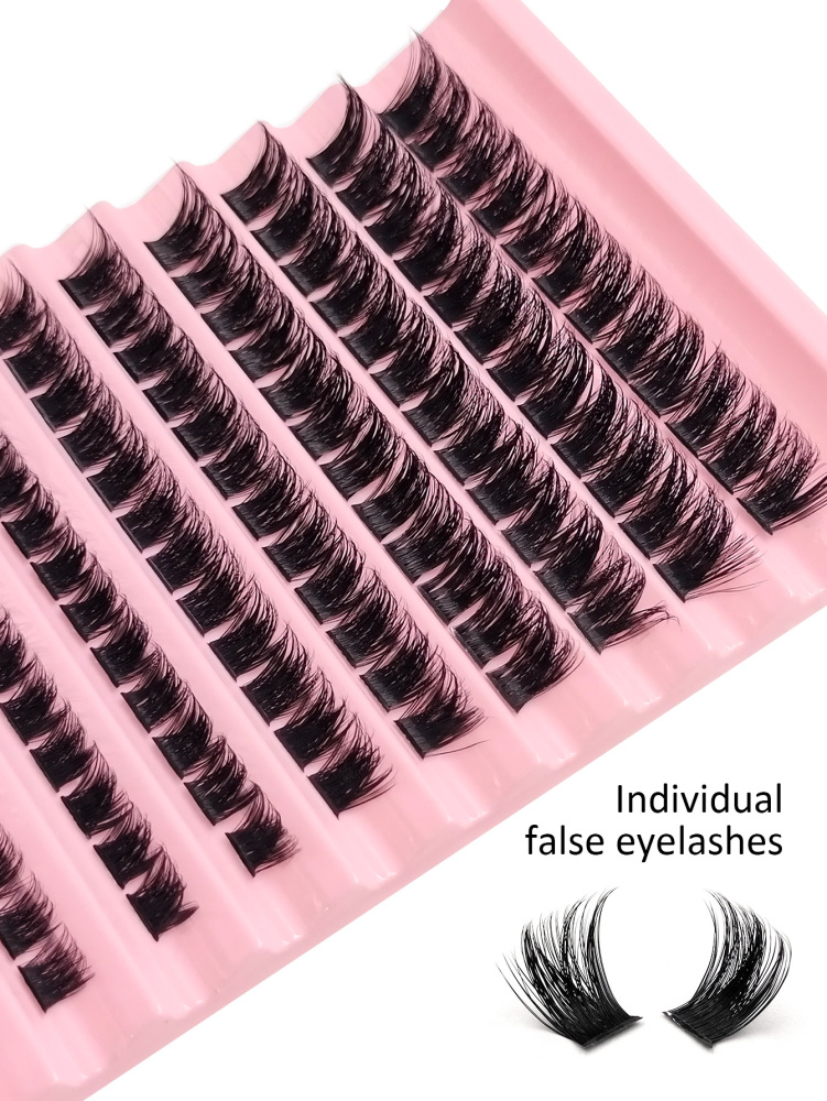 Asiteo 120Pcs Clusters Individual Lashes Soft Natural Faux Mink False Eyelashes DIY Eyelash Extension100pcs D Curl Cluster Lashes 8-16mm Wispy Individual Lashes Extensions Natural Look Fluffy Cluster Lashes DIY Eyelash Extension for Salon Quality Results1