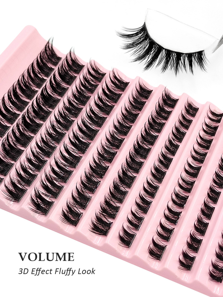 Asiteo 100Pcs D Curl Anime Wispy Eyelash Clusters 8-16mm Mix Length Cluster Eyelash Extensions Thick Volume Individual Lashes at Home