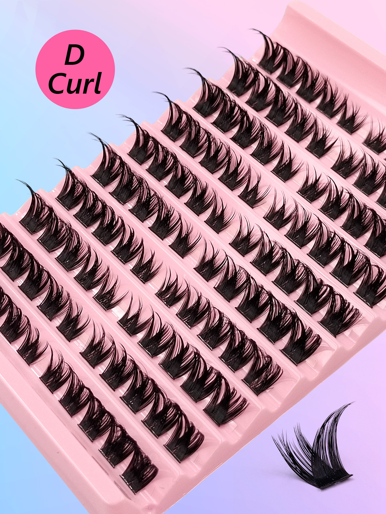 100 Clusters D Curl Fluffy Cat Eye Lash Clusters - Individual Lashes, Beginner-Friendly, DIY Eyelash Extensions for Cosplay, Anime, and Everyday Makeup, Cosplay Eyelashes