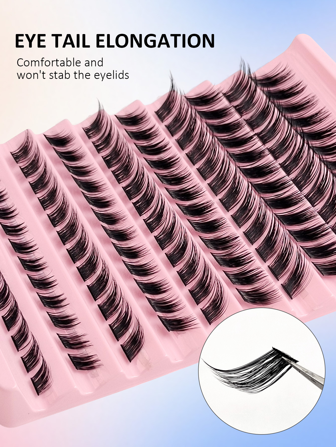 Asiteo 120pcs Of Cat Eye Fox Eye Individual Lashes, DIY Segmented Eyelash Extension, Single Cluster Eyelashes 3D Dense, Diagonal Flowing Cluster Fluffy, Reusable False Eyelashes