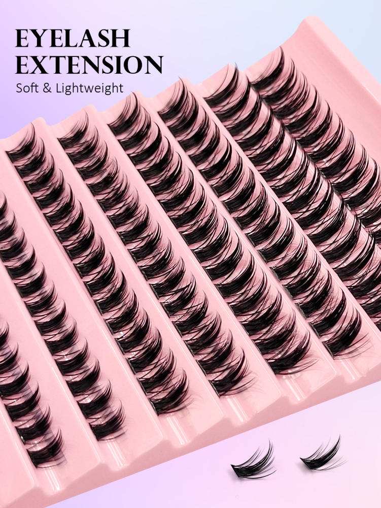 150Pcs D Curl Eyelash Clusters Wispy Voluminous And Lightweight Individual Lashes, Natural Look Lashes Fluffy Cluster Lashes DIY Eyelash Extension Women's Eye Makeup, Beginner Friendly, Reusable